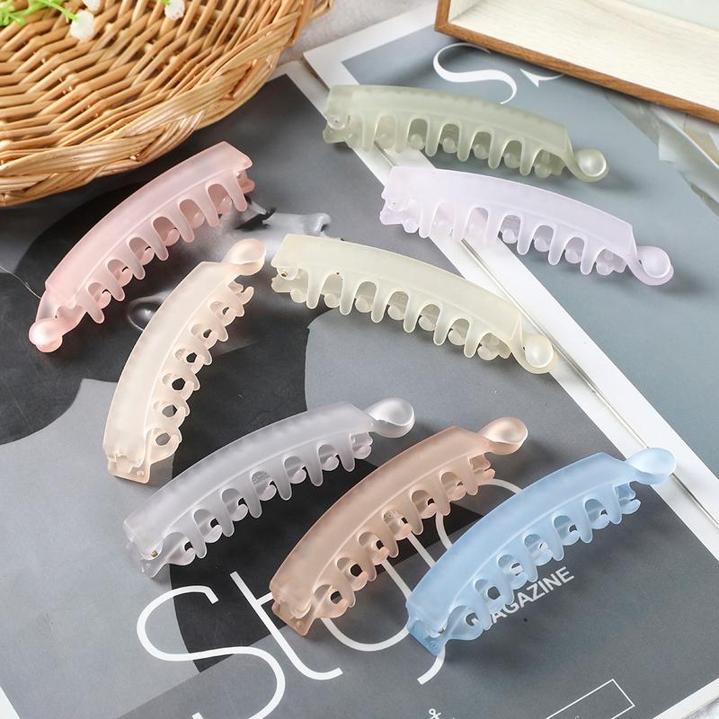 Korean Jelly Color Frosted Vertical Clip Women Fashion Banana Clip Girl Hair Clip Ponytail Clip Simple Hair Accessories