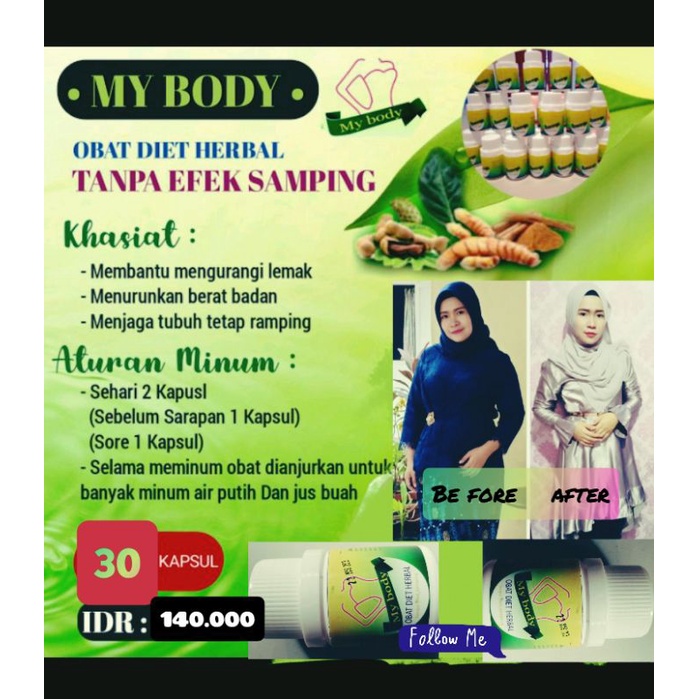 body herbal isi 30 capsul obat diet alami