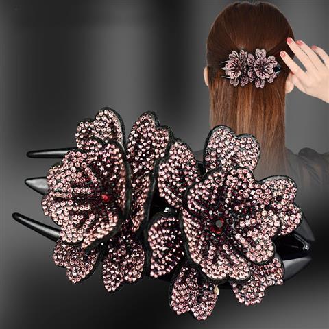 Jepit rambut korea sanggul wanita mode dobel bunga elegan original import terbaru 11cm