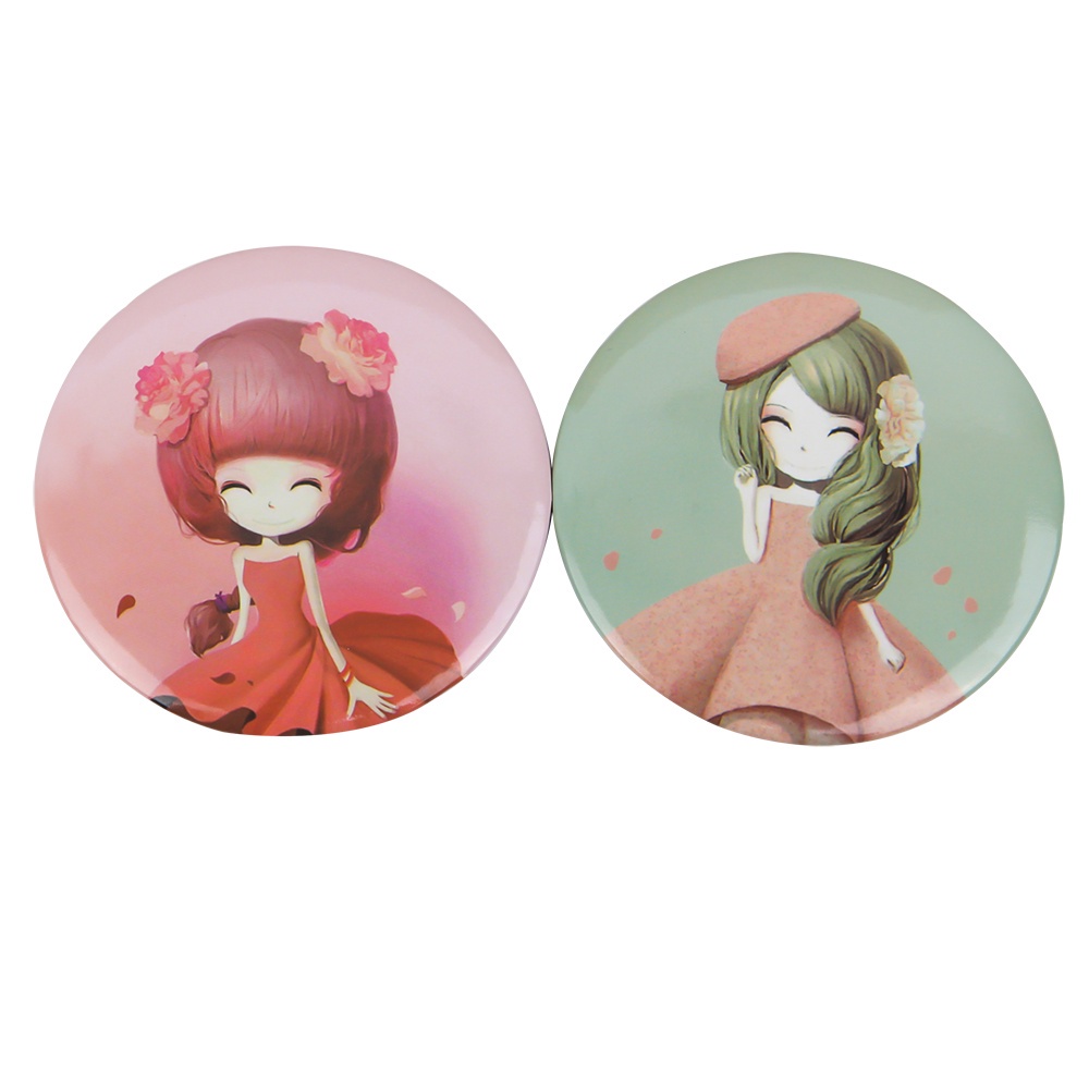 Cermin Saku Mini Bentuk Bulat Motif Kartun Gaya Korea Untuk Makeup