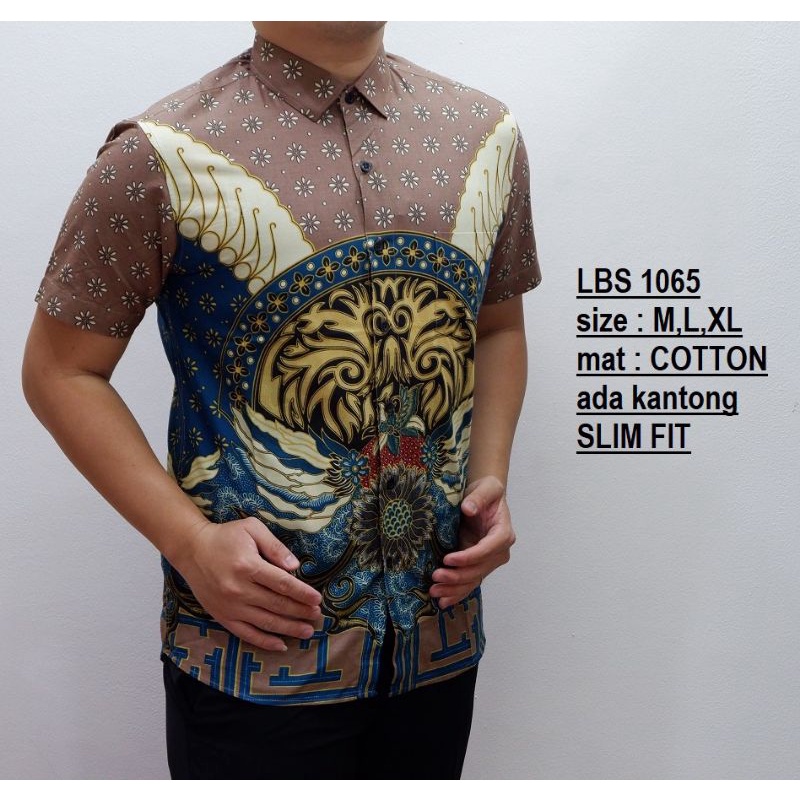 LBS184 KEMEJA BATIK PRIA,SLIMFIT ORIGINAL