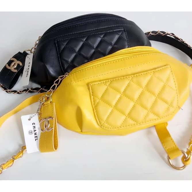 Terbaru - Tas Wanita Import Tas Chanel Waistbag Nagita Bordir / Tas Pinggang - Hitam Murah.,..