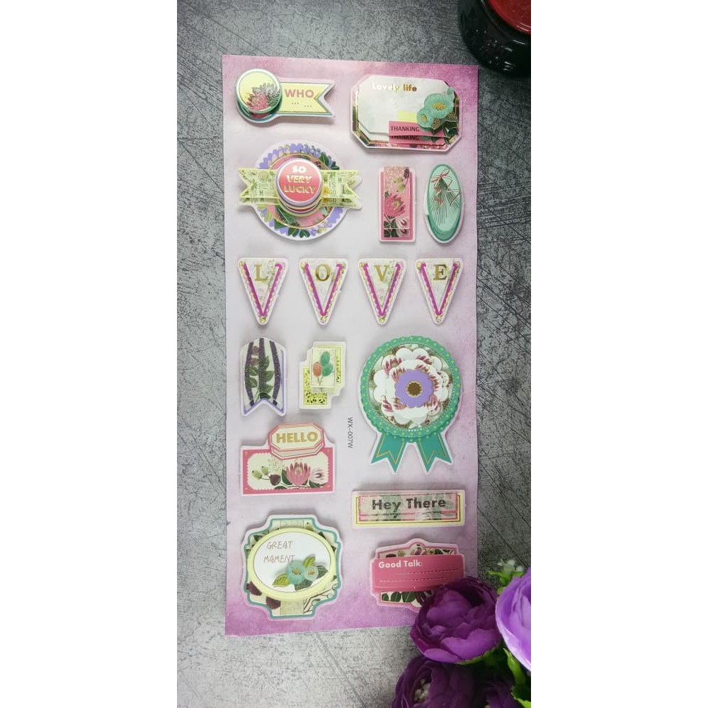 STC0003 - Sticker Stiker 7D Untuk Scrapbook Gift Card dsb