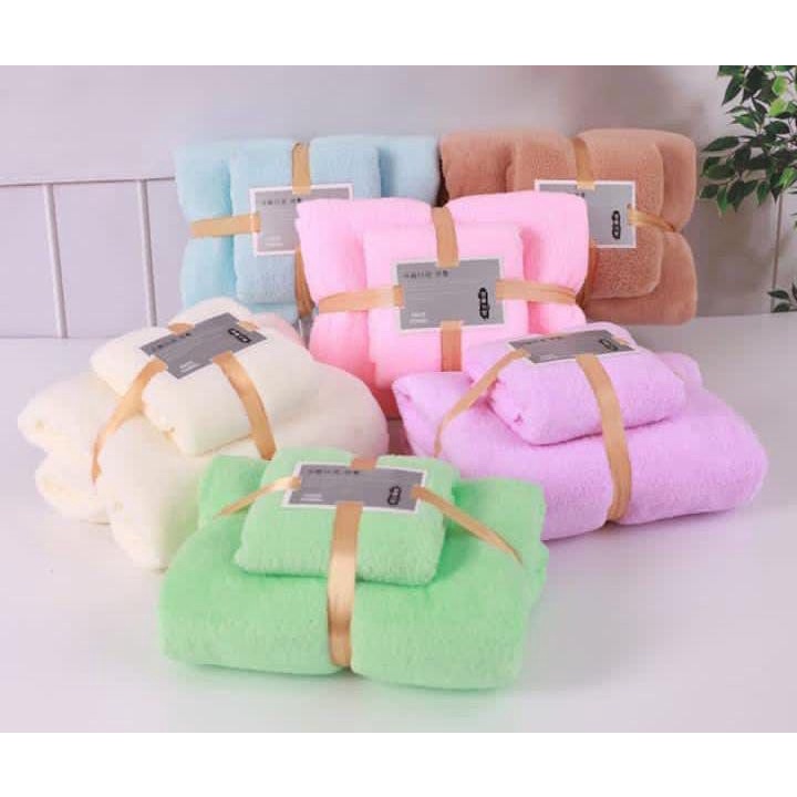 Handuk Sultan Set 2in1 Badan Dan Wajah Lembut Handuk Mandi Cotton