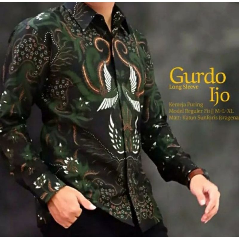 GURDO IJO batik pria modern kualitas premium lengan panjang | baju kemeja batik pria modern