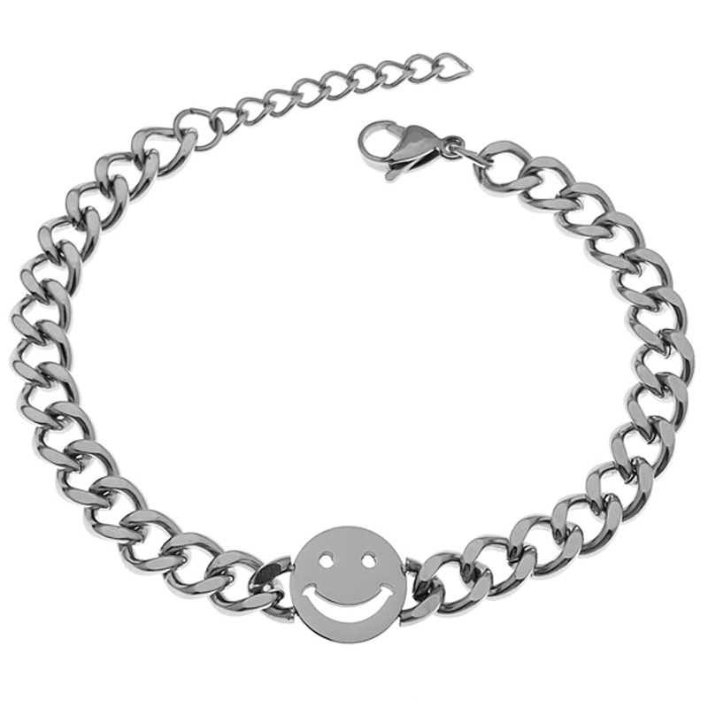 Smiley Face Chain Bracelet Korean Style Trendy Personality