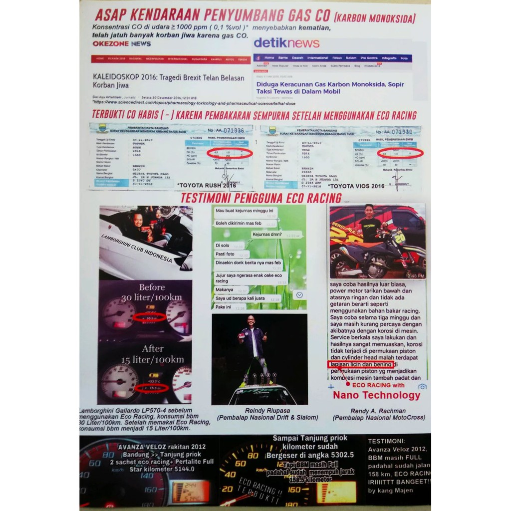 Termurah eco racing penghemat bbm motor bensin Terlaris