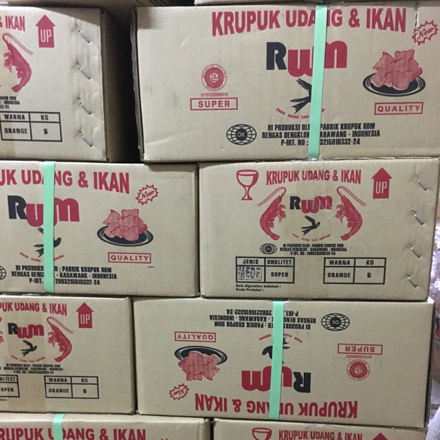 Kerupuk Udang &amp; Ikan tipe Mede Merk RUM / Krupuk Udang RUM dus 5kg