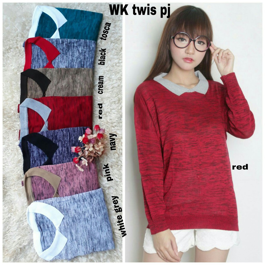 WK TWISS PJ/ BLOUSE RAJUT LENGAN PANJANG