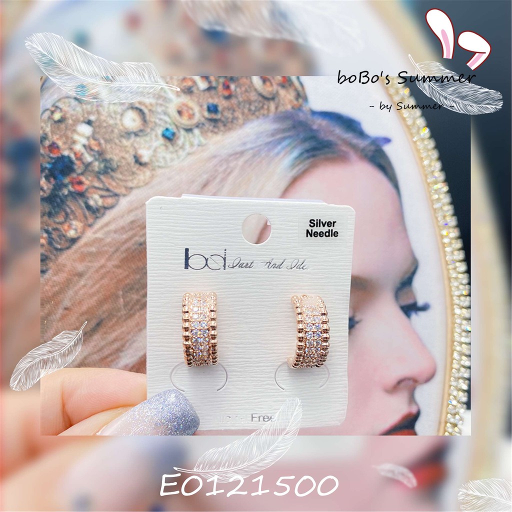 Anting Tusuk Rose Gold Permata Pin Silver 925 Aksesoris Pesta Premium Korea