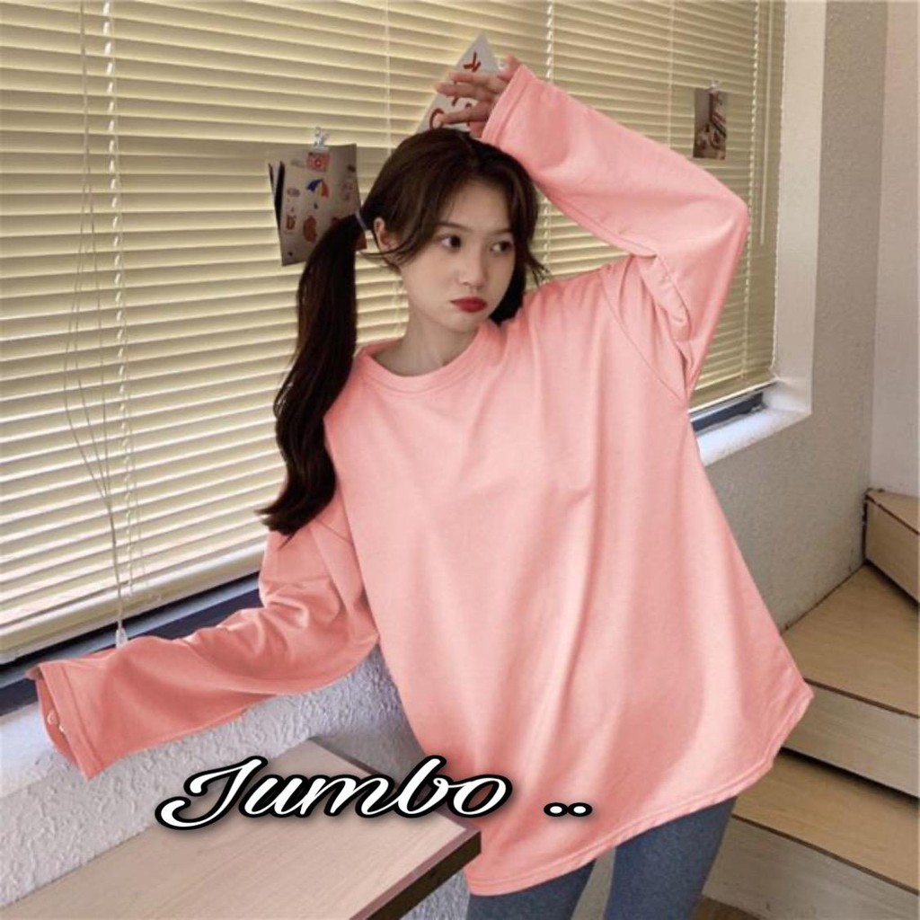 Damai fashion jakarta - ASLI JUMBO baju atasan KAOS TANGAN PANJANG - big size CASANDRA polos warna