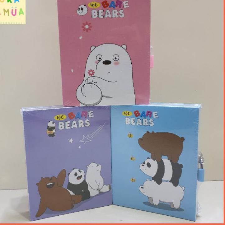 

[KODE RWMN7] Buku Diary WBB WE BARE BEARS BEAR dalam box + gembok // Note Book Notebook Buku Catatan Harian Hardbox Tebal Dengan Kunci Gembok Lucu Imut Bagus Karakter Icon MIniso - warna pink biru ungu - COD ( Bandung )