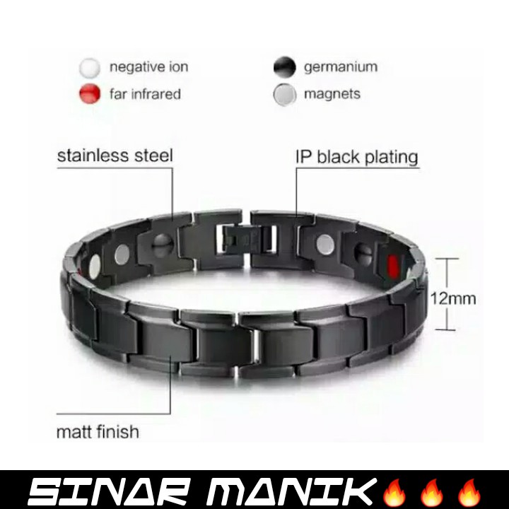 Gelang titanium BLACK / GOLD asli anti karat anti luntur/Gelang titanium kesehatan terapi magnetic