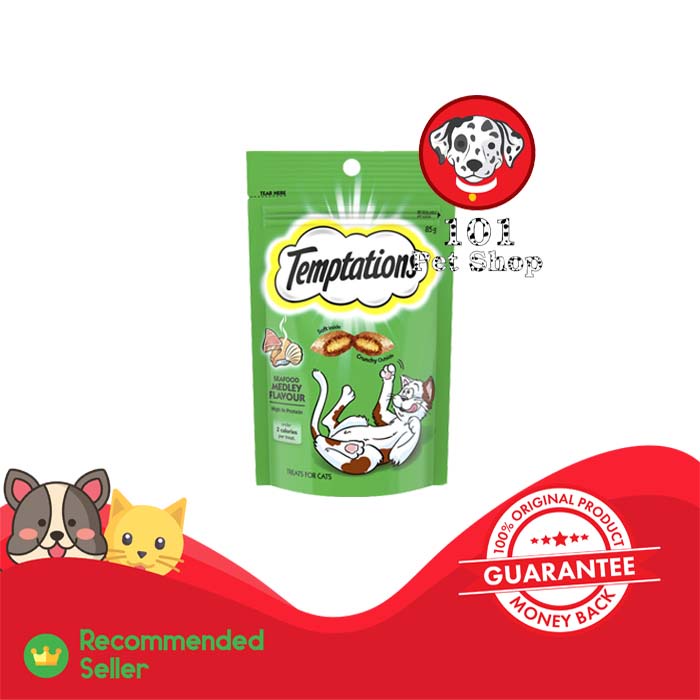 TEMPTATIONS SNACK KUCING TASTY SEAFOOD MEDLEY FLAVOUR 85GR