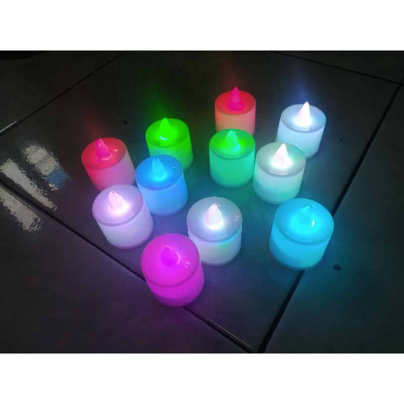 Lampu lilin LED mini nyala warna warni elektrik rgb rainbow kedap kedip lampu hias tidur dekorasi