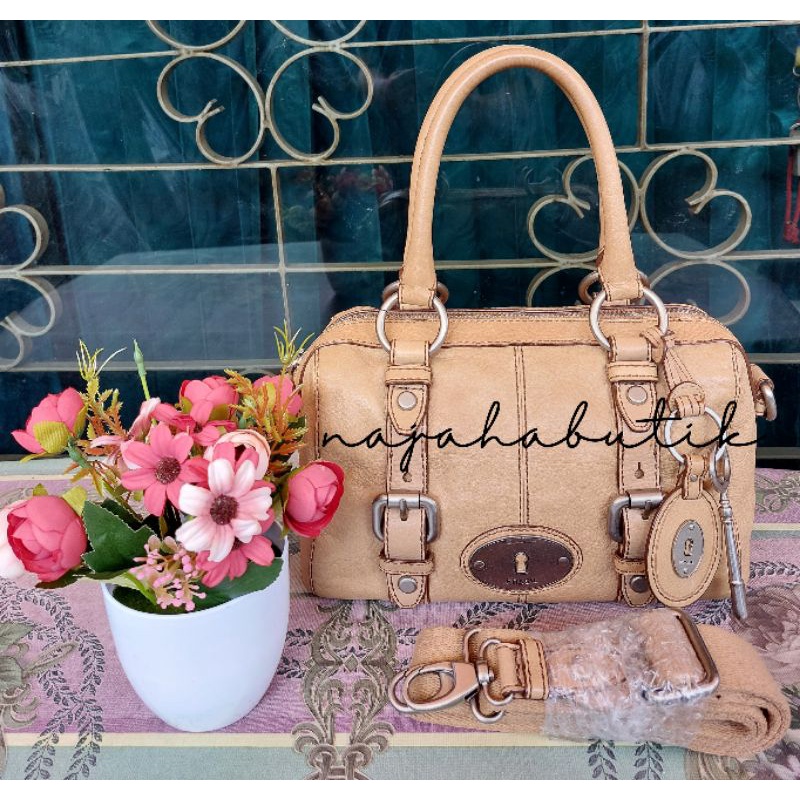 tas fossil maddox speedy small s light brown original authentic preloved