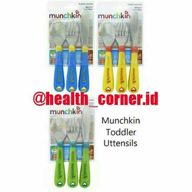 Munchkin Toddler Utensils - Set Sendok Garpu Pisau Makan anak - Spoon Fork Table Knife Kids Stainless