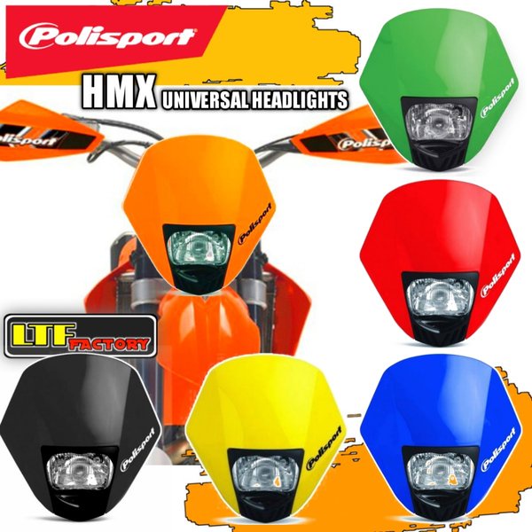 POLISPORT HMX UNIVERSAL HEADLIGHT - HEADLAMP LAMPU SOROT DEPAN SET SEPEDA MOTOR ADVENTURE TRAIL - EN