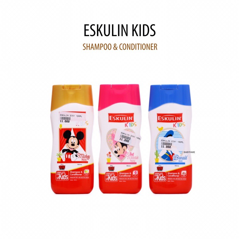 ⭐BAGUS⭐ ESKULIN KIDS Shampoo &amp; Conditioner 100ml 200ml  | X Disney Shampo Anak-anak Elsa Anna Frozen Avocado Fairis Cinderella Princess