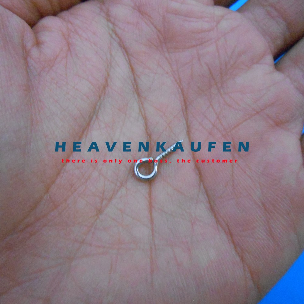 Sekrup Skrup Paku Ulir Gantungan Kunci / Screw Eye Pins Panjang 1,2 cm Harga Per pack isi 100 pcs