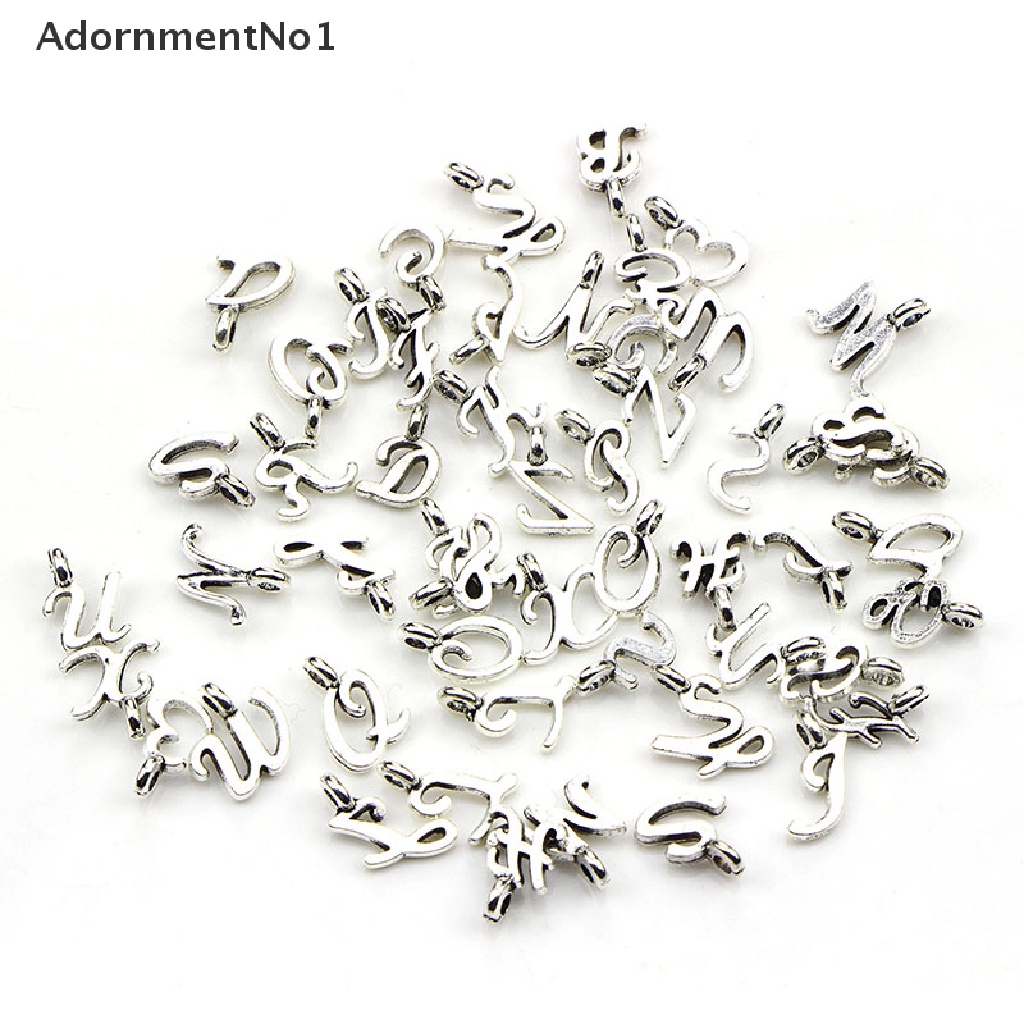 (AdornmentNo1) 52pcs / Set Liontin Silver Tibet Motif 26 Huruf A-Z Untuk Perhiasan DIY