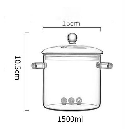 Panci Masak Kaca Borosilicate Glass Cooking Pot 15cm