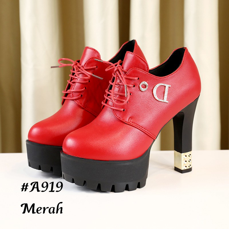 SEPATU WANITA IMPOR BOOTS HIGH BLOCK KOREA #A919