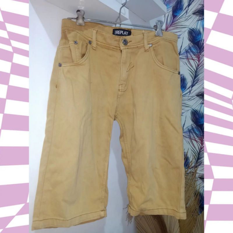 Celana pendek jeans pria oversize / Port replay denim