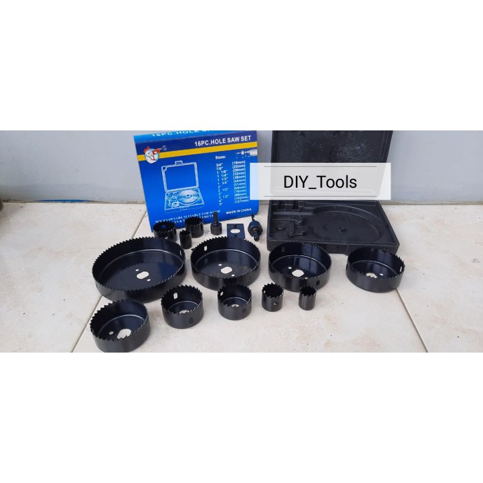 Mata Bor Holesaw 16 PCS Alat Pelubang Kayu