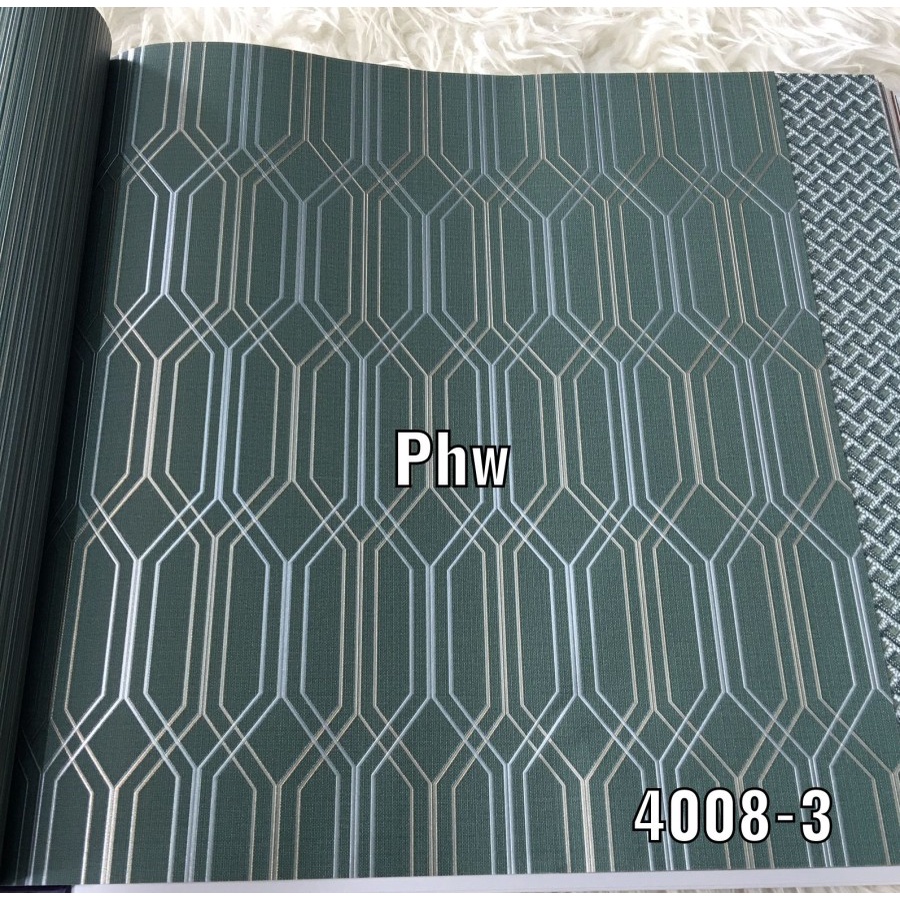 WALLPAPER DINDING KOREA KOTAK HIJAU PUTIH LIST MINIMALIS AURORA