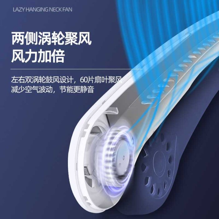 Kipas Angin Leher Portable Sports Leafless Neck Fan USB - M8 - Putih