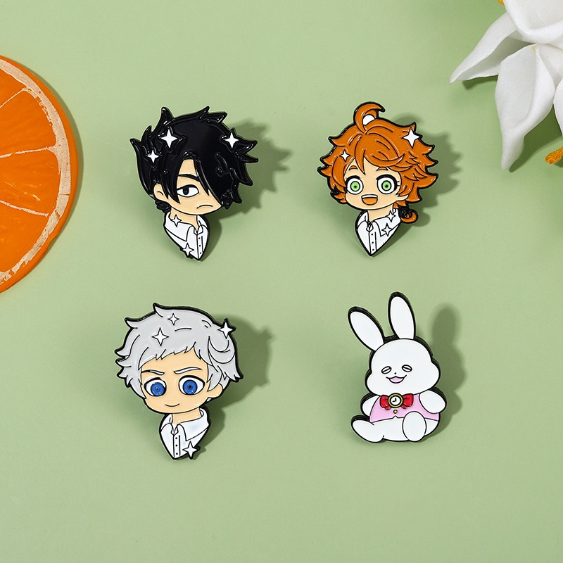 Baru Yang Dijanjikan Neverland Enamel Kerah Pin Anime Emma Norman Alloy Bros Lencana Pin Kartun Perhiasan Hadiah