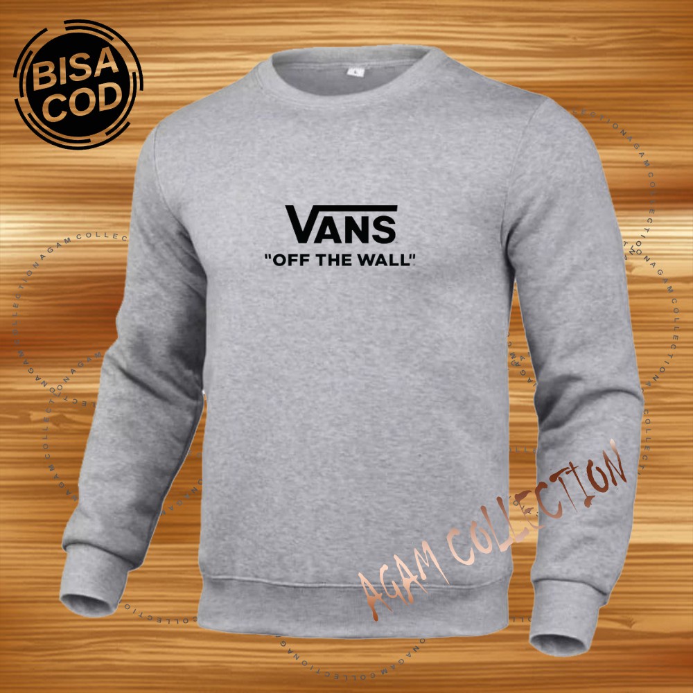 Agam collection Sweater Distro Vans Off The Wall Premium Text Hitam Pria Wanita