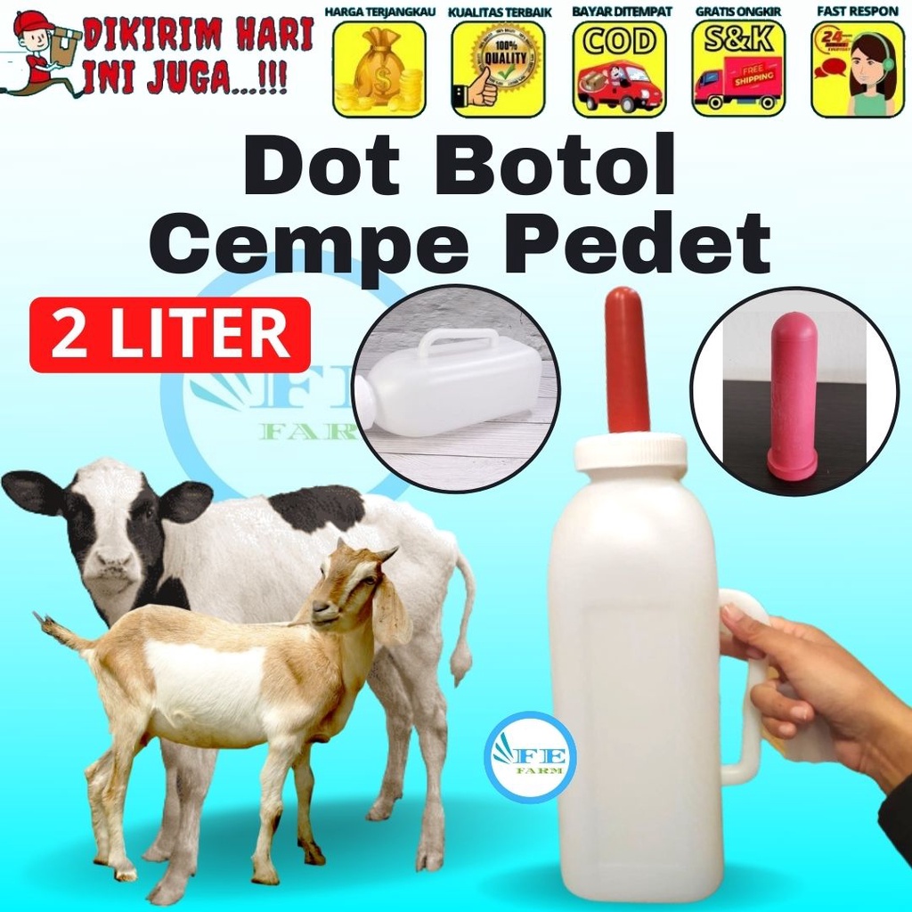 BOTOL DOT PEDET SAPI CEMPE DOT MERAH 2 LITER FEFARM