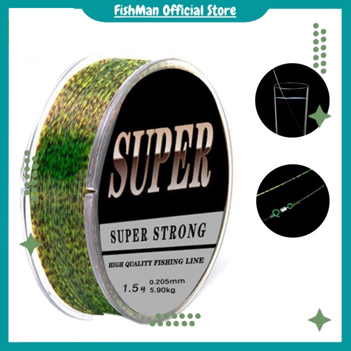 Senar Benang Pancing Kuat Dan Anti Keriting Pe Monofilamen Invisible Fishing Line Super 100m Hijau -