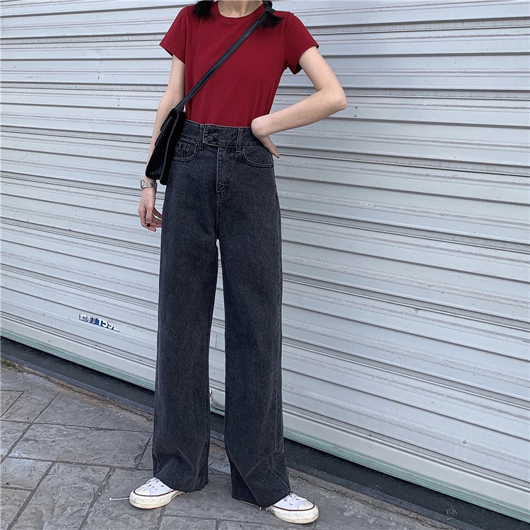 XIAOZHAINV Korean Style jeans high waist jumbo Celana Panjang Wanita High Waist Jeans