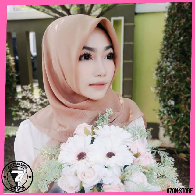 Kerudung Segi Empat Bella Square Hijab Jilbab Polycotton Daily Hijab Simple - COKLAT MUDA