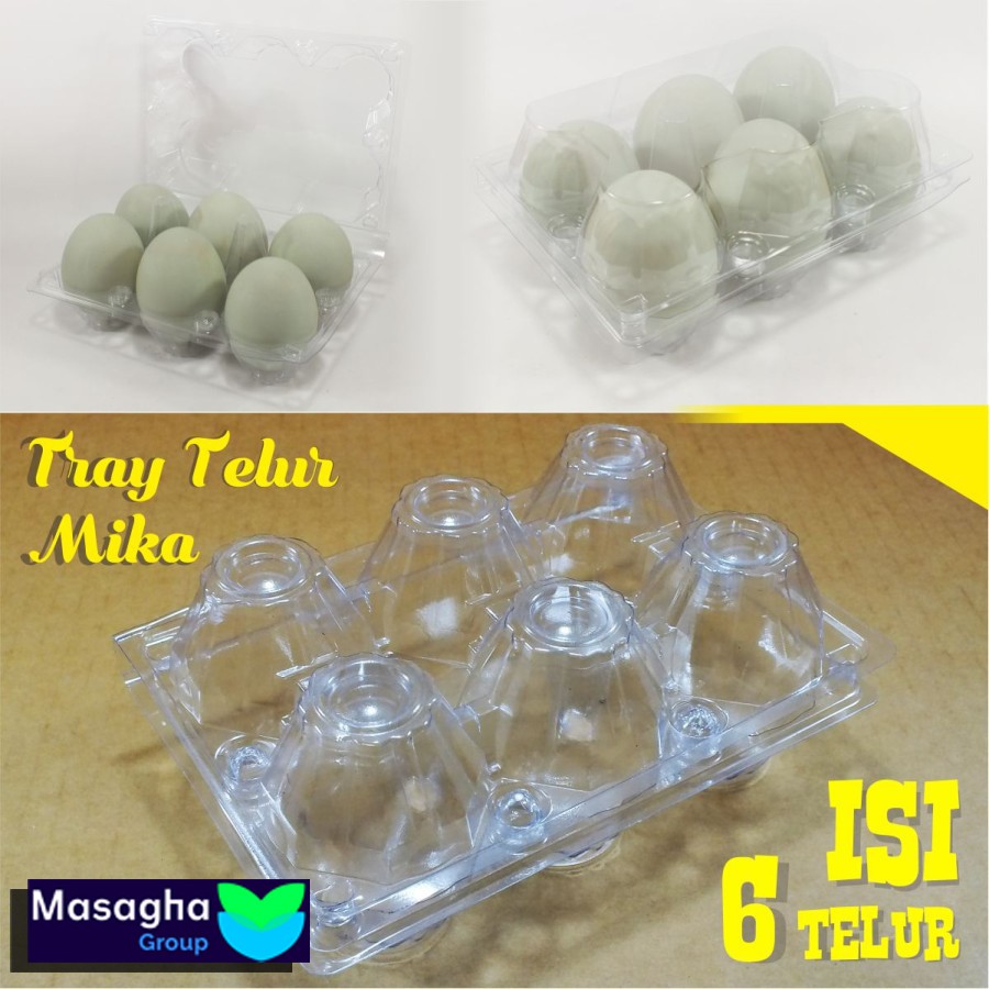Tray Telur / Egg Tray / Mika Telur Isi 6 Butir Dengan Pengunci