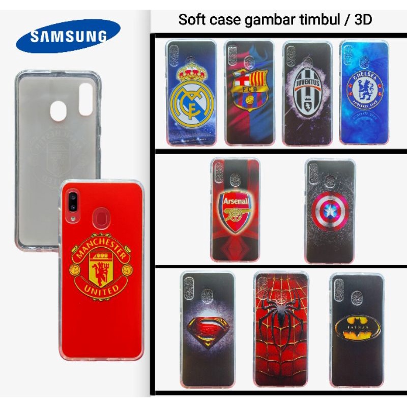 Case Samsung A10 A20 A30 A50 A30s A50s Soft Case Ultrathin Silikon Timbul Gambar Klub Bola/Hero Vari