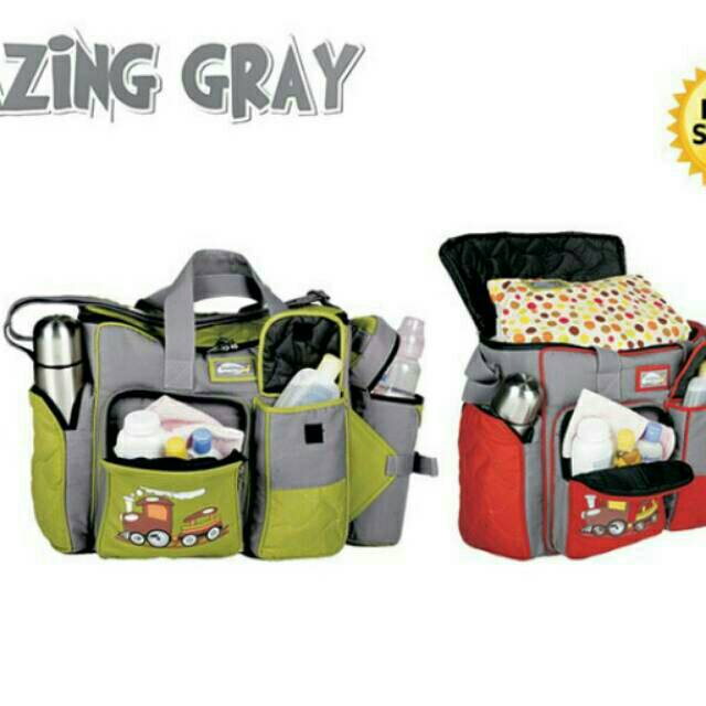 TAS BAYI BESAR SNOBBY DOUBLE SAKU AMAZING GRAY + TEMPAT