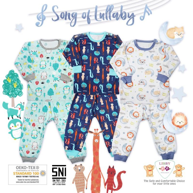 3 stel stelan oblong panjang ukuran 2L/XL/XXL libby motif