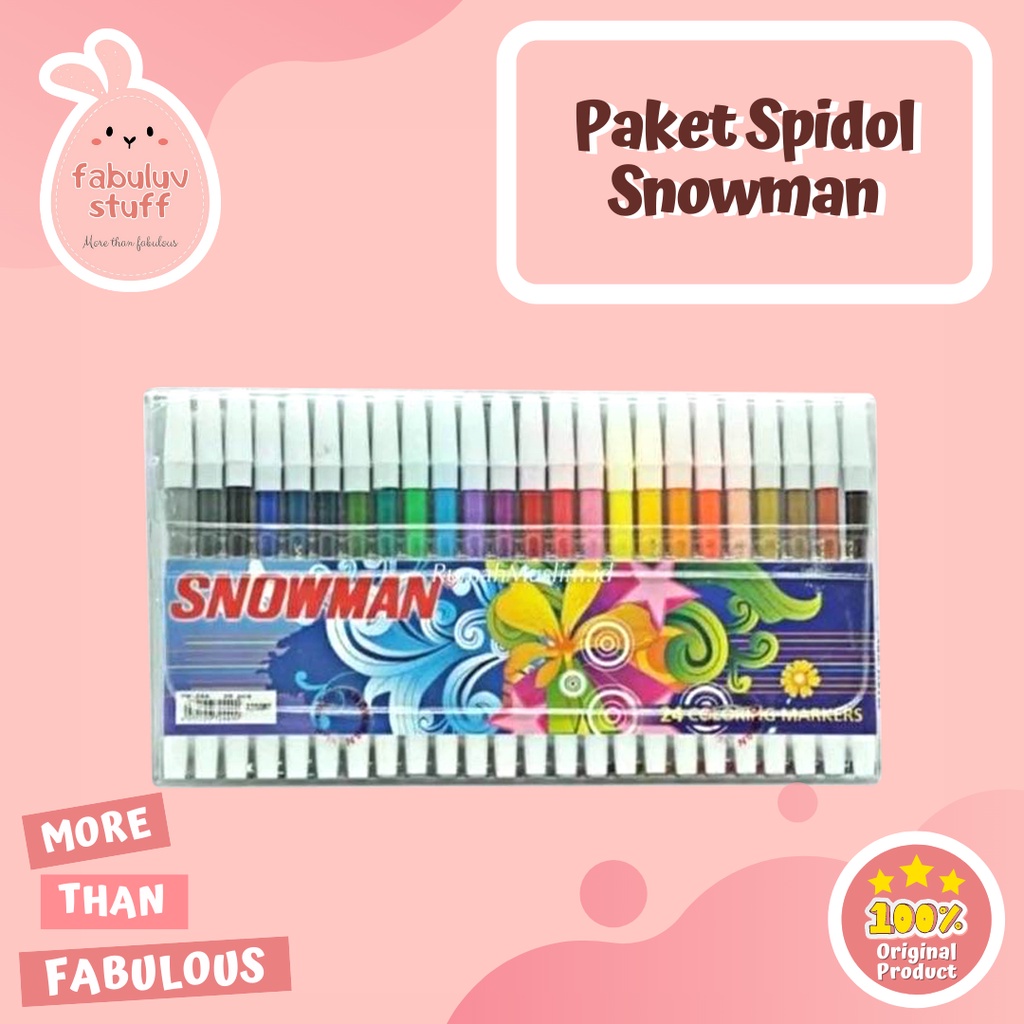 

ATK ~ ( PER PAK ) Spidol Snowman Kecil 12 24 Warna / Marker Color