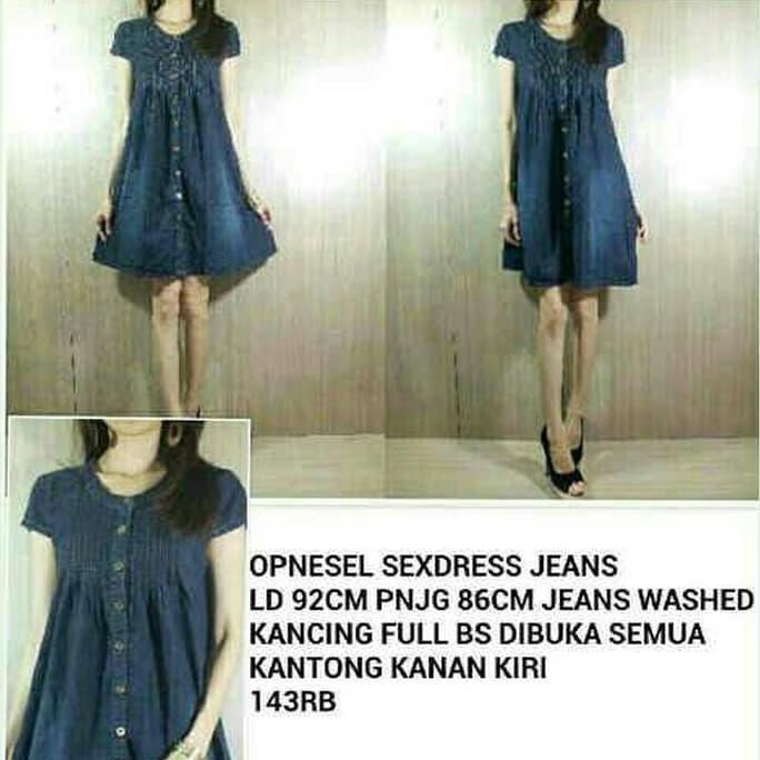 Jeans Dress Besar Berkancing Bisa Untuk Ibu Menyusui
