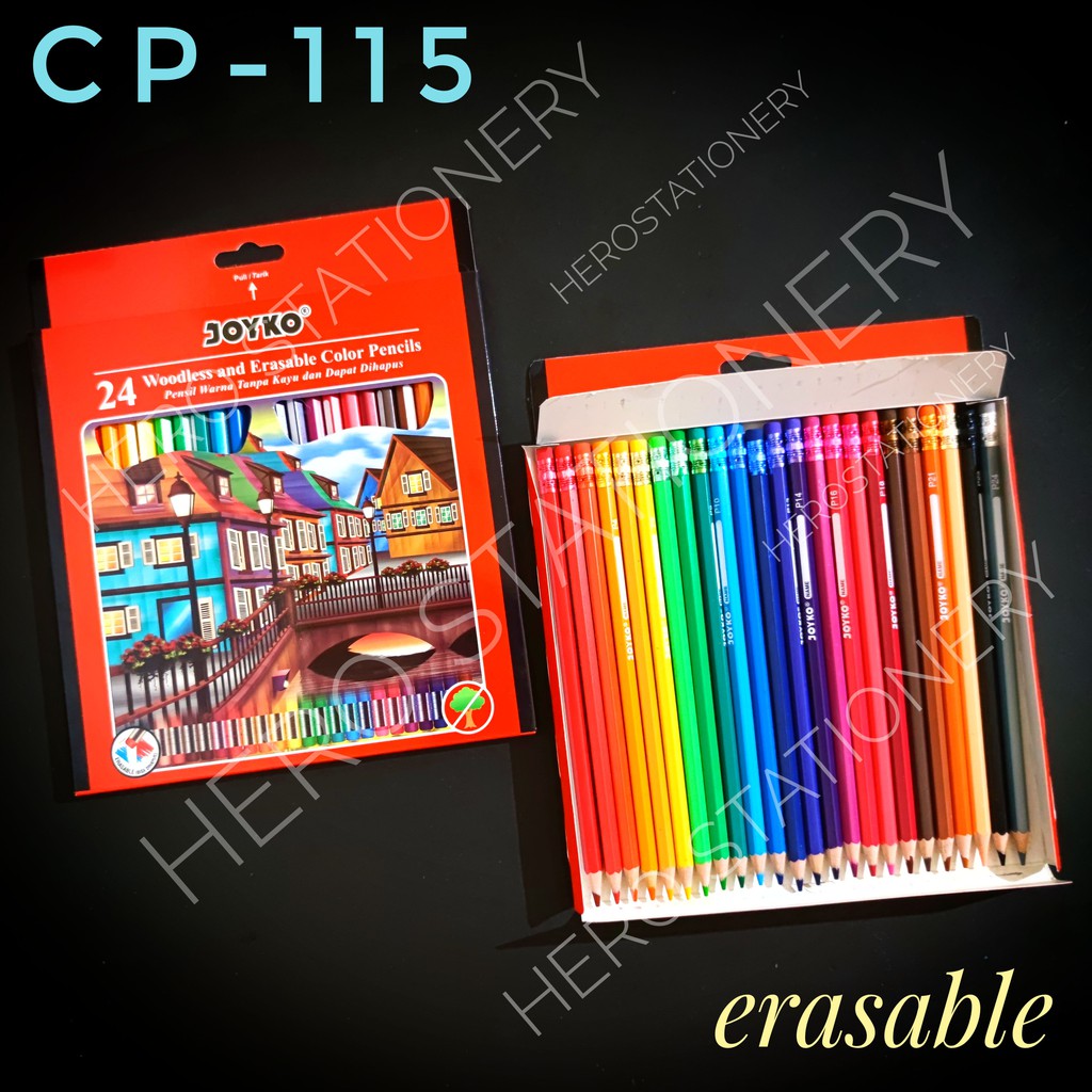 

Pensil warna bisa dihapus erasable dengan penghapus joyko 24 warna CP-115