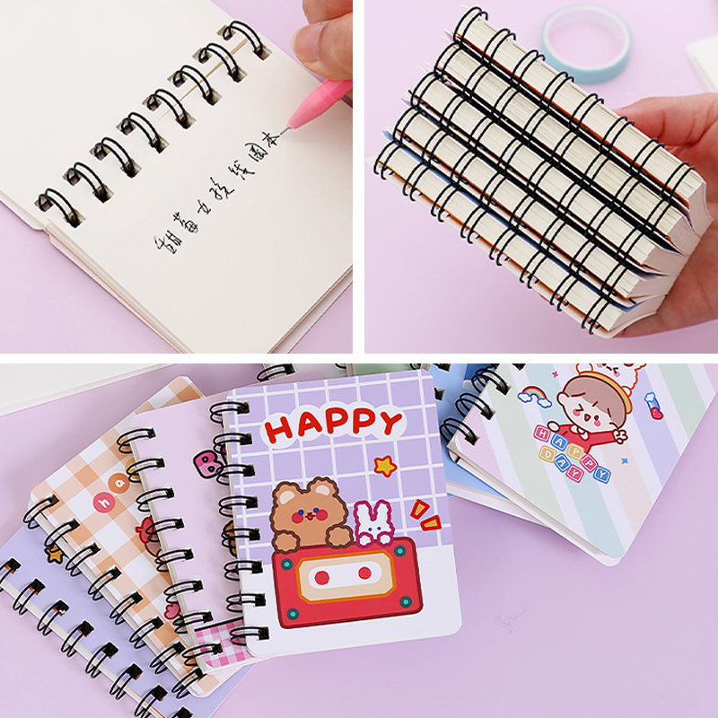 80 Sheets A7 Coil Notebook Lucu Buku Kata Portable Notepad Kosong Mini Notebook