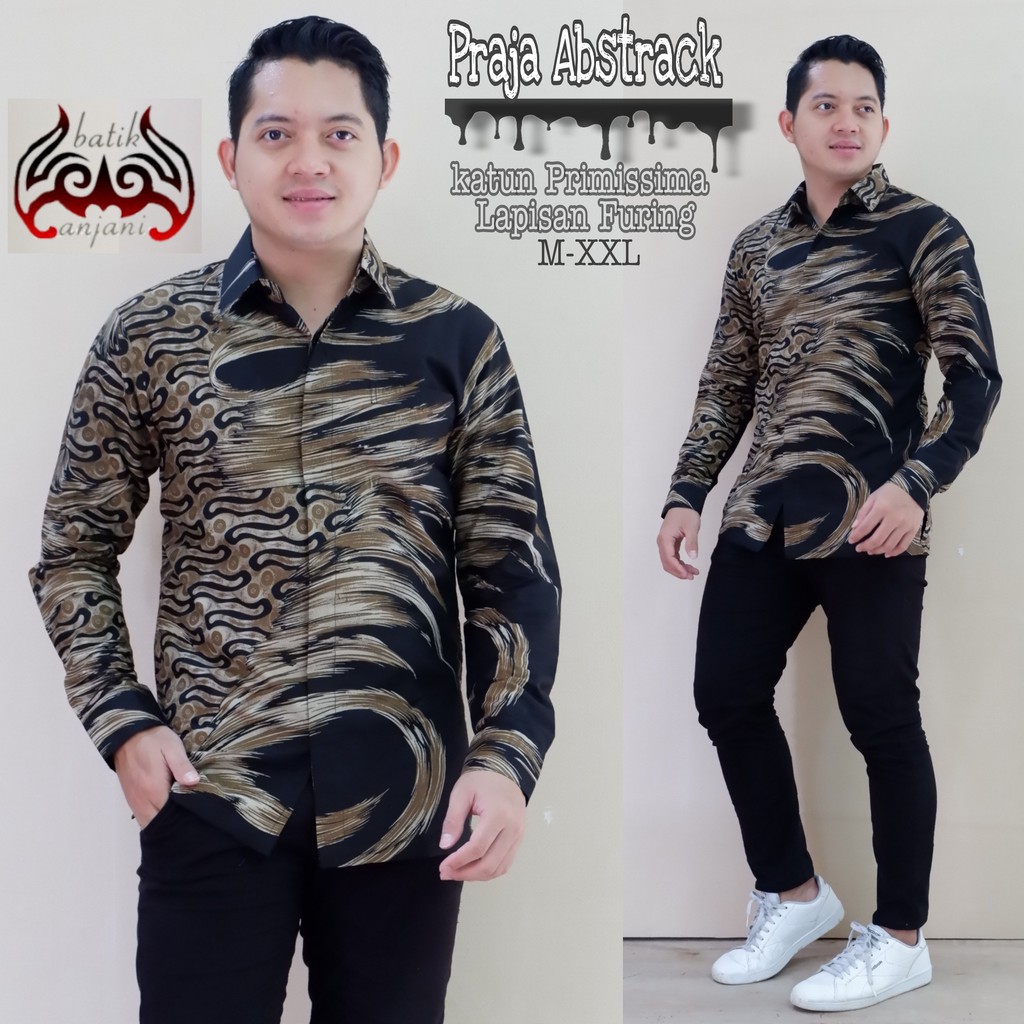 Praja Abstrak Sseri Kemeja Batik Panjang Anjani Batiksoloamanah 135.000