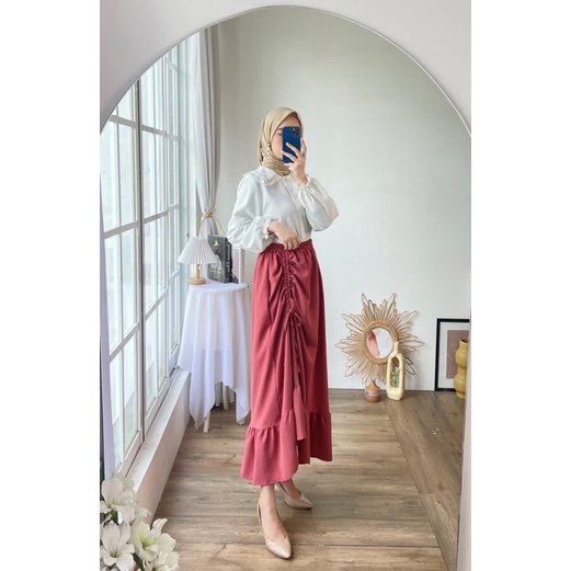 ROK SERUT CRINKLE LILA ROK SERUT ROK FLOWY ROK MUSLIM