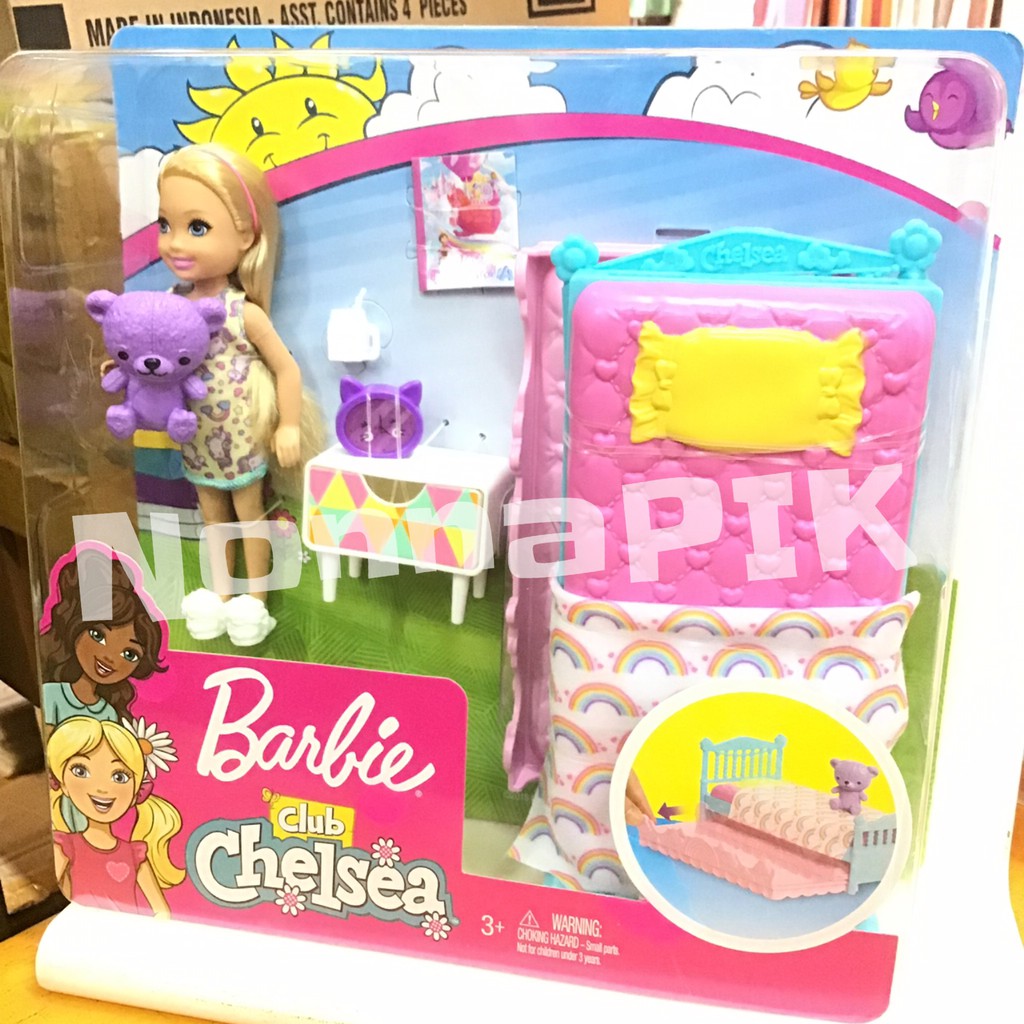  Boneka  Barbie  Club Chelsea Doll Bedtime Playset Tempat 