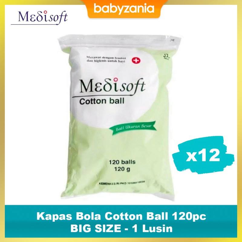 Medisoft Kapas Bulat Bola Bayi Cotton Ball Big Size Jumbo - 1 Lusin