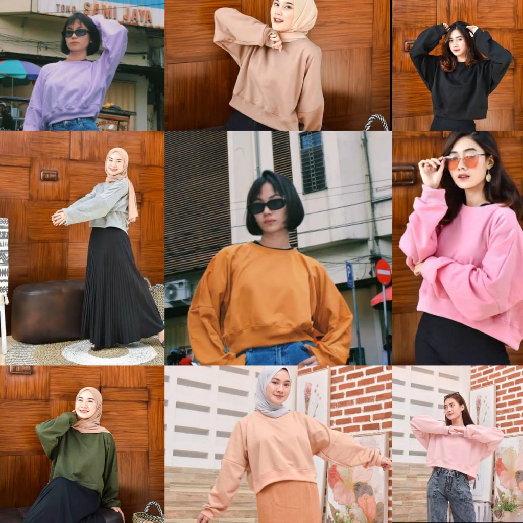 OVERSIZE CROP SWEATER WANITA - SWEATER CROP - SWEATER WANITA OVERSIZE